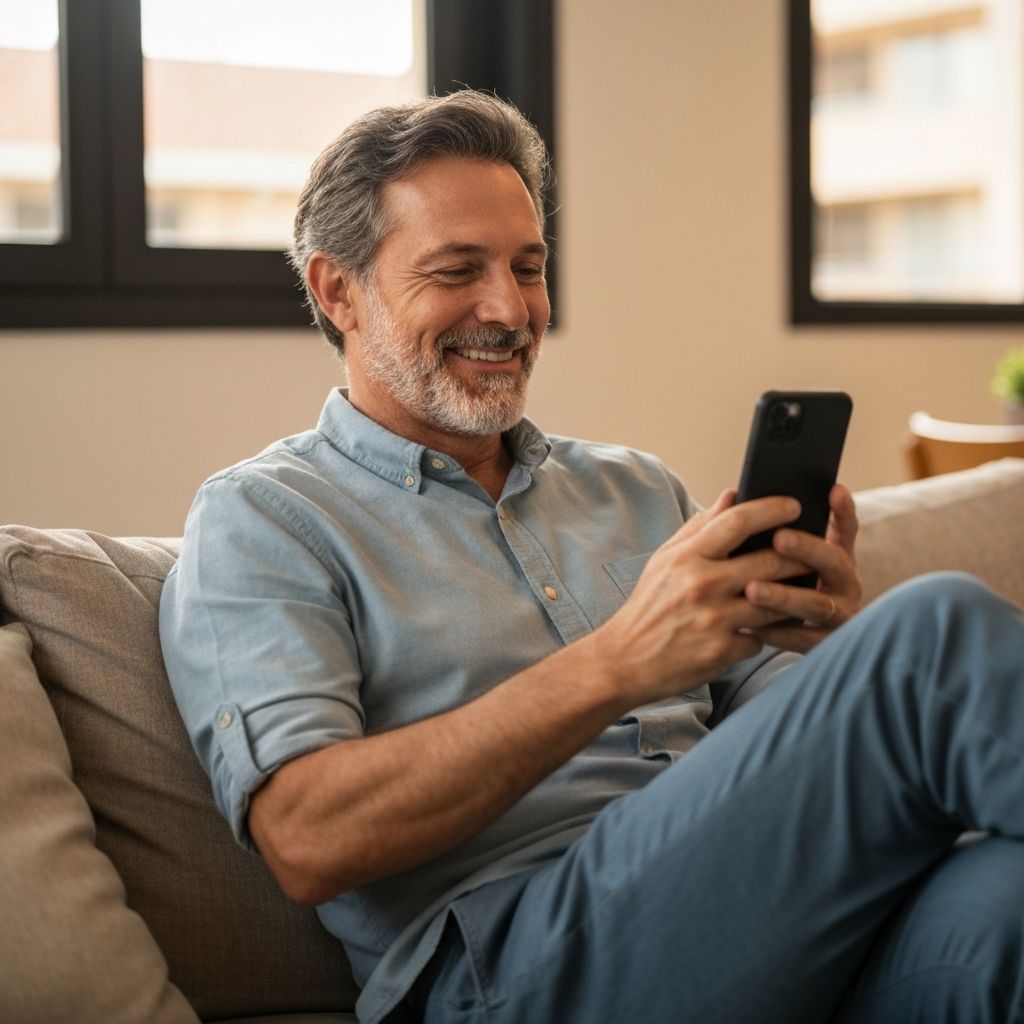 Usuario utilizando plataforma digital pelo celular